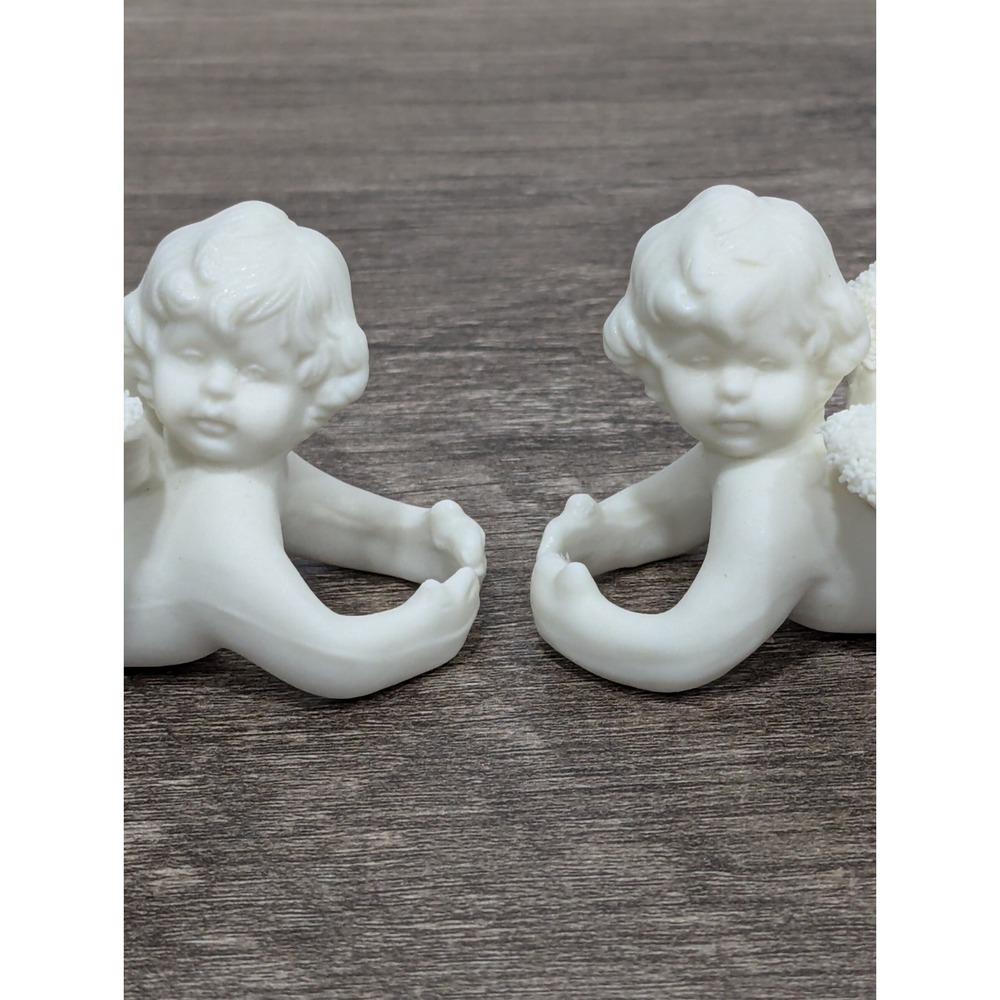 Vintage Treasured Times‎ Snow Angel Candle Climbers 4-Pieces Porcelain Bisque